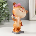 Фигурка полистоун лак «Кошечка с бокалом», 8.3×6.2×13.8 см - Фото 2