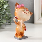 Фигурка полистоун лак «Кошечка с бокалом», 8.3×6.2×13.8 см - Фото 3