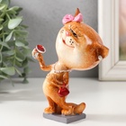 Фигурка полистоун лак «Кошечка с бокалом», 8.3×6.2×13.8 см - Фото 5