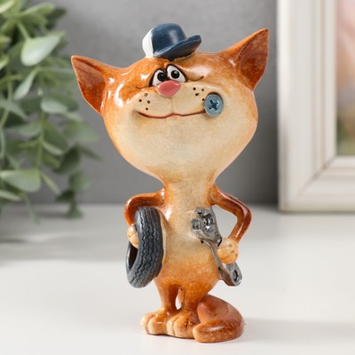 Фигурка полистоун лак «Котик шиномонтажник», 8×5.8×12.8 см