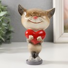 Фигурка полистоун лак «Котик с большим сердцем», 8.5×6.2×13 см - Фото 1