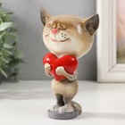 Фигурка полистоун лак «Котик с большим сердцем», 8.5×6.2×13 см - Фото 4