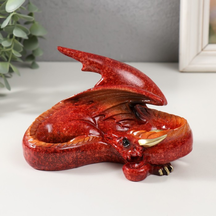 Сувенир полистоун лак "Красный дракон свернулся колачиком" 15х10,5х10 см - Фото 1