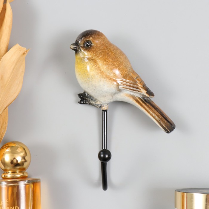 Настенный крючок декоративный «Воробышек», полистоун лак, 9.5×4×15 см - Фото 1