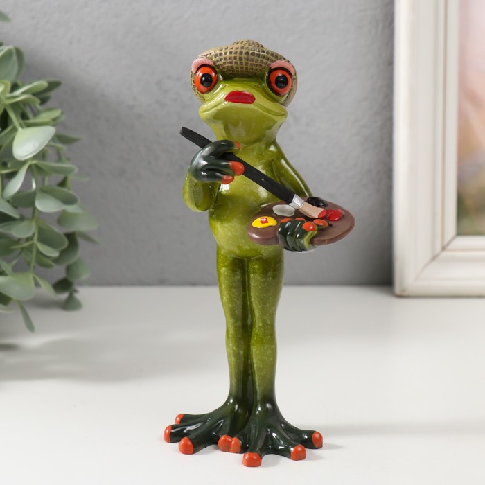 Фигурка полистоун лак «Лягуха: Художник», 16.5×7×5.5 см - Фото 1