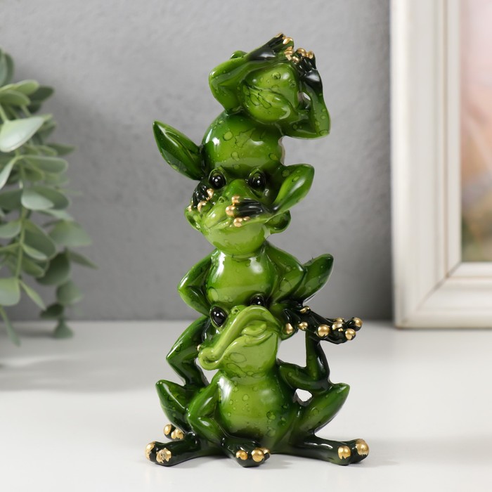 Фигурка полистоун лак «Пирамидка из лягушек», 14×7.5×5 см - Фото 1