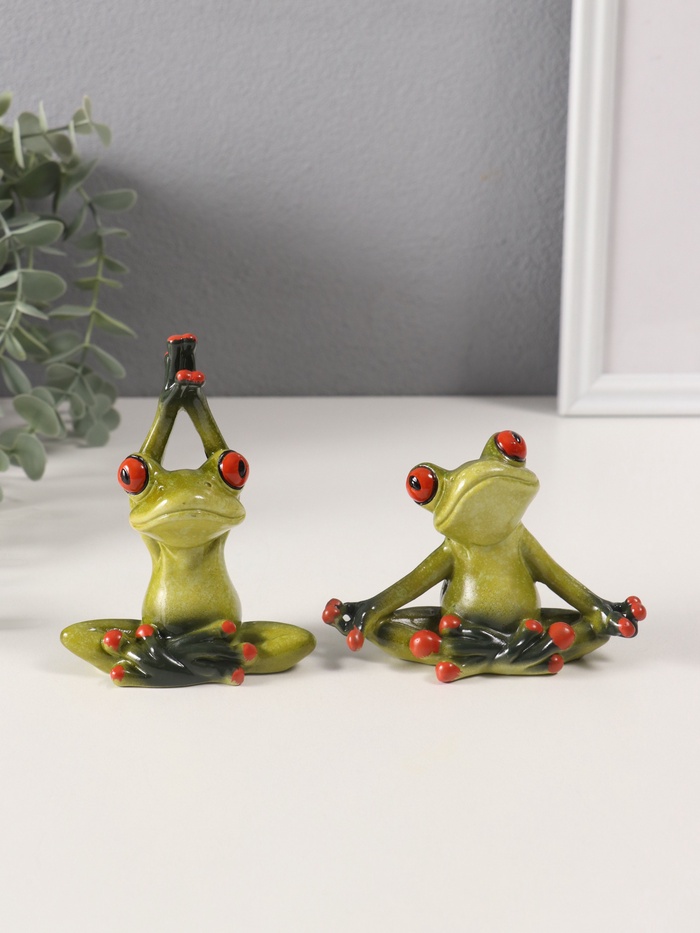 Фигурка полистоун лак «Лягушка: йог», 7×9.5×4 см, МИКС - Фото 1