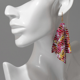 Серьги висячие «Ромб» кольчуга, цветы букет, цветные, 9 см (комплект 2 шт)