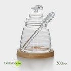 Баночка стеклянная для мёда и варенья с ложкой BellaTenero «Эко. Пчёлка», 300 мл, 10×12,5 см - Фото 1