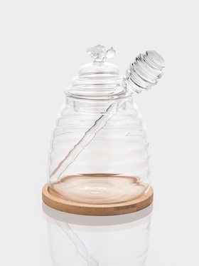 Баночка для мёда и варенья BellaTenero «Эко. Пчёлка», 300 мл, 10×12.5 см, с ложкой, стекло