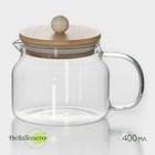 Чайник стеклянный заварочный с бамбуковой крышкой BellaTenero «Эко», 400 мл, 13,5×10×10,5 см - фото 3722848