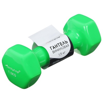 Гантель виниловая ONLYTOP, 1.5 кг, цвет фуксия