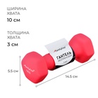 Гантель неопреновая ONLYTOP, 1 кг, цвет фуксия 9596162 - фото 2941362