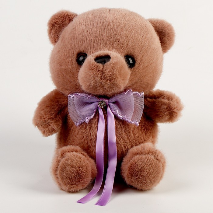 Мягкая игрушка «Медведь» с бантиком, 22 см, цвет бежевый - Фото 1