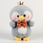 Мягкая игрушка «Пингвин» с бантиком, 21 см, цвет серый - фото 109122595