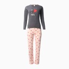 Комплект женский домашний (лонгслив/брюки), цвет серо-розовый, размер 52 - Фото 5