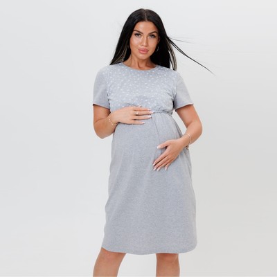 Ночная сорочка женская для беременных, цвет серый/горох, размер 46