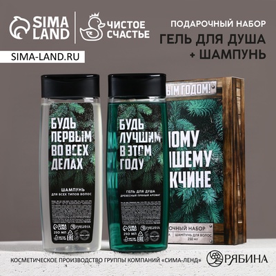 Подарочный набор новогодний «Будь лучшим»: гель для душа и шампунь для волос, 2×250 мл, Чистое счастье
