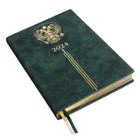 Ежедневник датированный 2024, А5, 176 листов "ESCALADA", твёрдый переплёт, искусственная кожа, тиснение фольгой, 3D-дизайн, кремовый блок 70 г/м², зелёный - фото 25608918