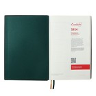 Ежедневник датированный 2024, А5, 176 листов "ESCALADA", твёрдый переплёт, искусственная кожа, тиснение фольгой, 3D-дизайн, кремовый блок 70 г/м², зелёный - фото 25608919