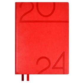 Ежедневник датированный 2024, A6+, 176 листов ESCALADA, мягкий переплёт, искусственная кожа "Гоутскин", блинтовое тиснение, тонированный офсет 70 г/м², красный