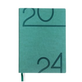 Ежедневник датированный 2024, A6+, 176 листов ESCALADA, мягкий переплёт, искусственная кожа "Гоутскин", блинтовое тиснение, тонированный офсет 70 г/м², зелёный