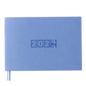 Еженедельник датированный 2024, 181х127 мм, 64 листа ESCALADA, мягкий переплёт, искусственная кожа "Буйвол", блинтовое тиснение, кремовый блок 70 г/м², голубой