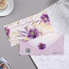 Конверт для денег "С Днём Свадьбы!" тиснение, фиолетовые цветы, 17х8 см - фото 11396652