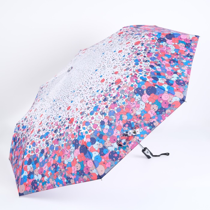 Зонт автоматический «Клякса», облегчённый, эпонж, 3 сложения, 8 спиц, R = 52 см, разноцветный - фото 1907881871