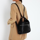 Сумка-мешок "Саломея" на молнии, цвет чёрный - Фото 6