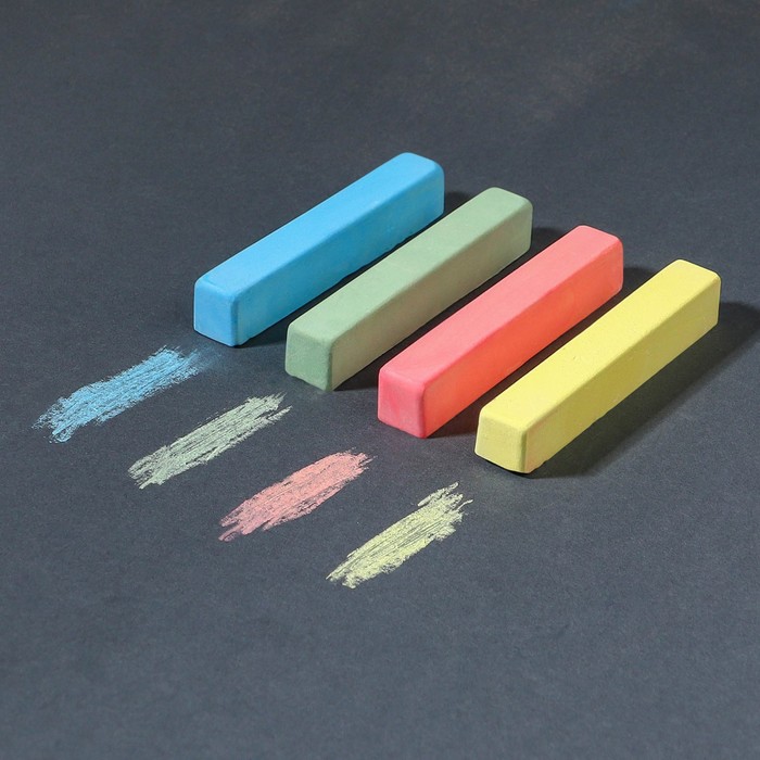Мелки цветные школьные "Тачки", 4 цвета, прямоугольные
