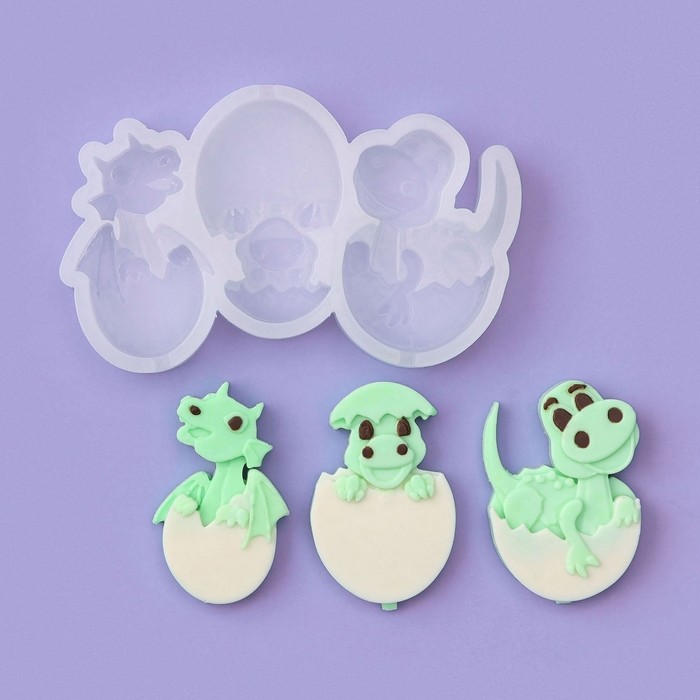 Силиконовый молд для леденцов и шоколада «Динозавры в яйцах 2024» - Фото 1