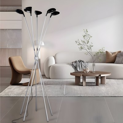 Торшер «5 клюшек» 65×170 см, 5×10 Вт, алюминий, пластик, свечение тёплое белое