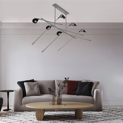 Люстра «6 клюшек» 120×73 см, 6×10 Вт, алюминий, пластик, свечение тёплое белое