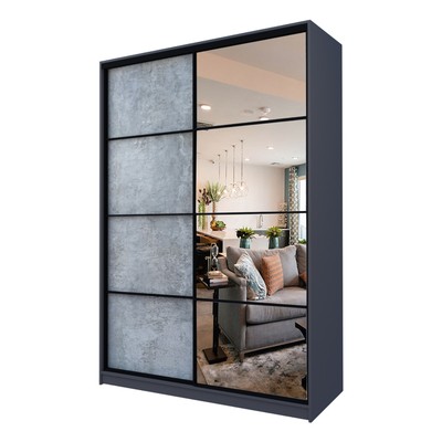 Шкаф - купе Max-МШ-23-6-16-15, с зеркалом, 1600×600×2300 мм, цвет графит/метрополитан грей