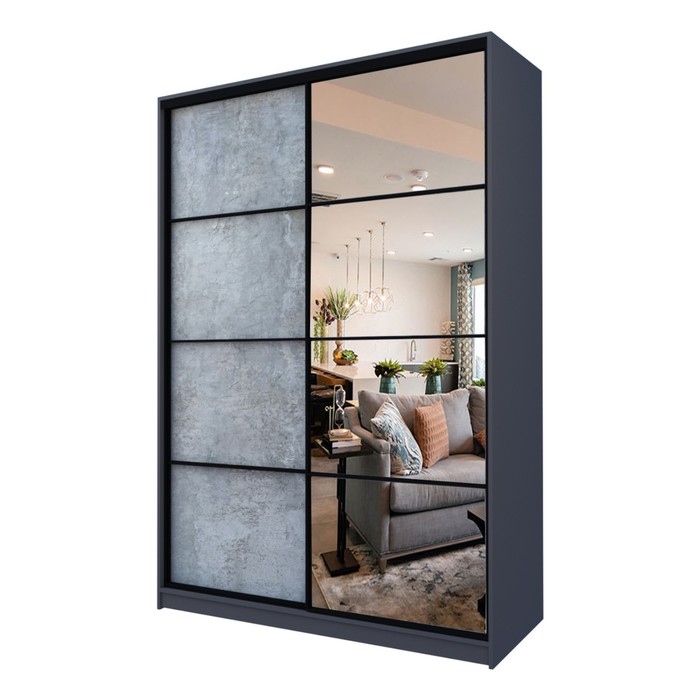 Шкаф - купе Max-МШ-23-6-18-15, с зеркалом, 1800×600×2300 мм, цвет графит/метрополитан грей - Фото 1