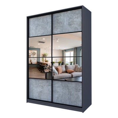 Шкаф – купе Max-МШ-23-6-18-77, 1800×600×2300 мм, с зеркалом, цвет графит / метрополитан грей