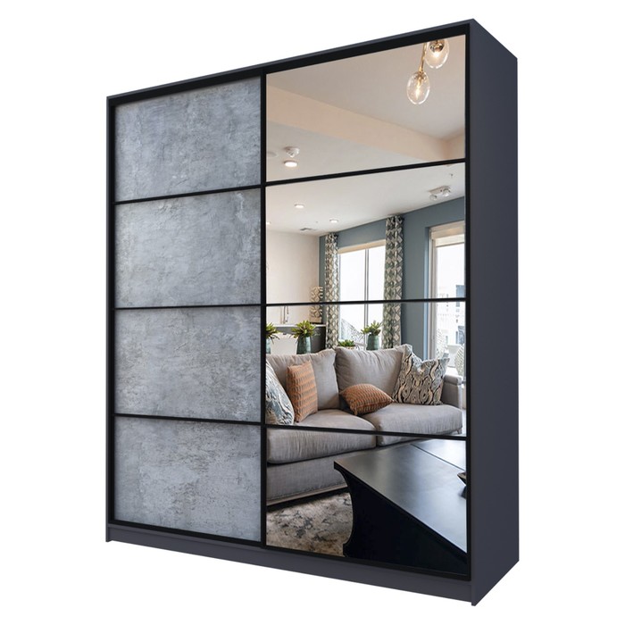 Шкаф-купе Max-МШ-23-6-20/2-15, 2000×600×2300 мм, зеркало, цвет метрополитан грей - Фото 1