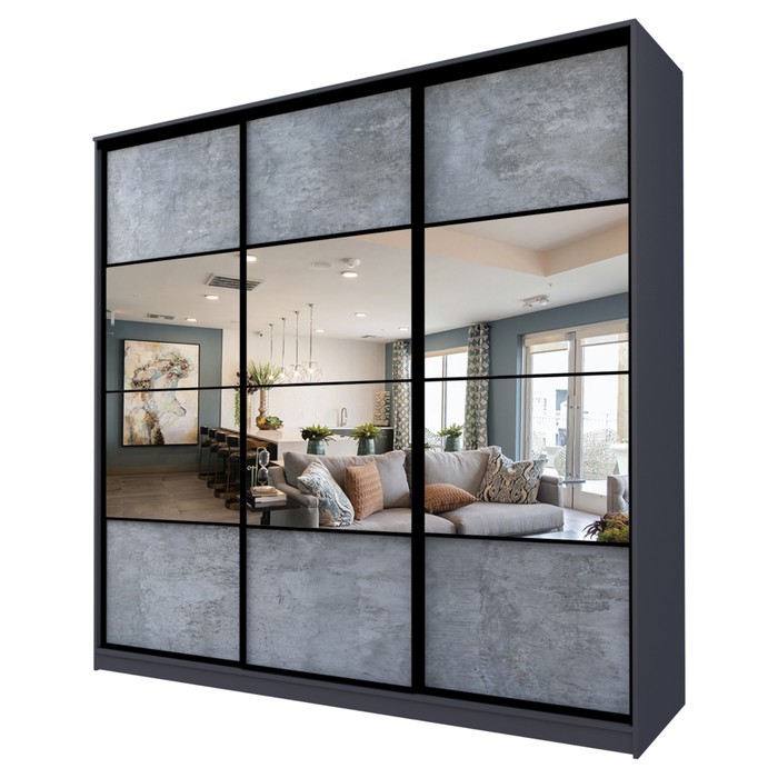 Шкаф-купе Max-МШ-23-6-27/2-777, 2666×600×2300 мм, зеркало, цвет метрополитан грей - Фото 1