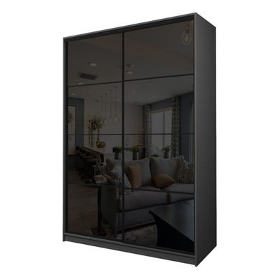 Шкаф - купе Max-МШ-23-6-16-22, 1600×600×2300 мм, цвет графит/стекло чёрное