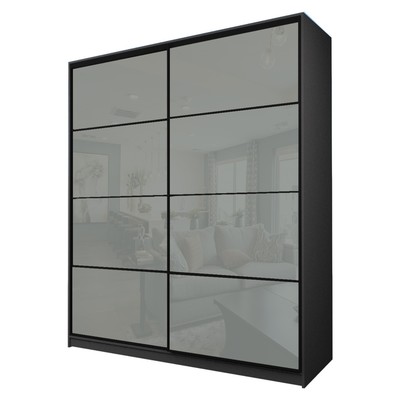 Шкаф - купе Max-МШ-23-6-22/2-22, 2200×600×2300 мм, цвет графит/стекло светло - серое