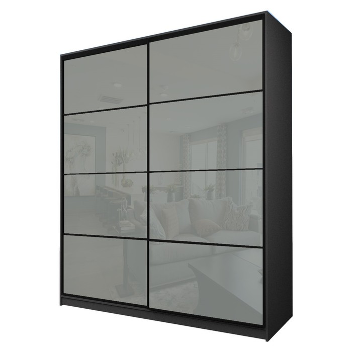 Шкаф - купе Max-МШ-23-6-22/2-22, 2200×600×2300 мм, цвет графит/стекло светло - серое - Фото 1