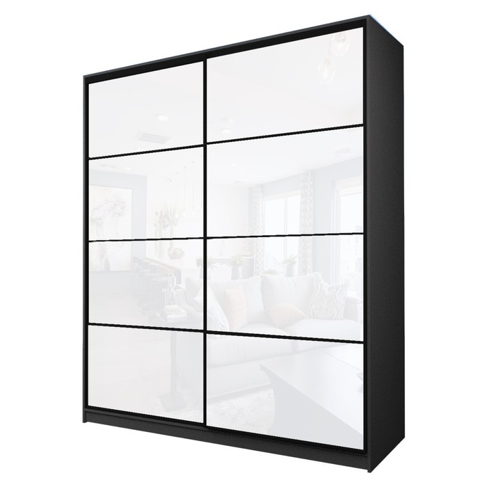 Шкаф-купе Max-МШ-23-6-22/2-22, 2200×600×2300 мм, цвет графит / стекло белое - Фото 1