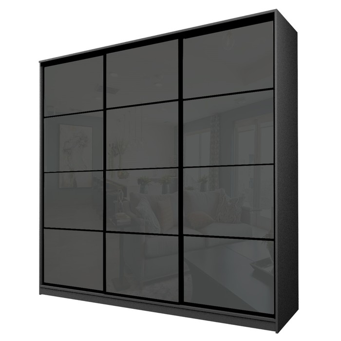 Шкаф-купе Max-МШ-23-6-24/2-222, 2400×600×2300 мм, цвет графит / стекло тёмно-серое - Фото 1