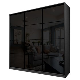 Шкаф-купе 3-х дверный Max 222, 2666×600×2300 мм, цвет графит / стекло чёрное