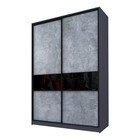 Шкаф-купе 2-х дверный Max 99, 1600×600×2300 мм, цвет графит / метрополитан грей / стекло чёрное - Фото 1