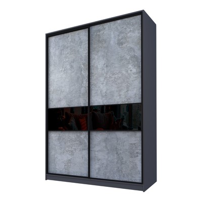 Шкаф-купе 2-х дверный Max 99, 1600×600×2300 мм, цвет графит / метрополитан грей / стекло чёрное