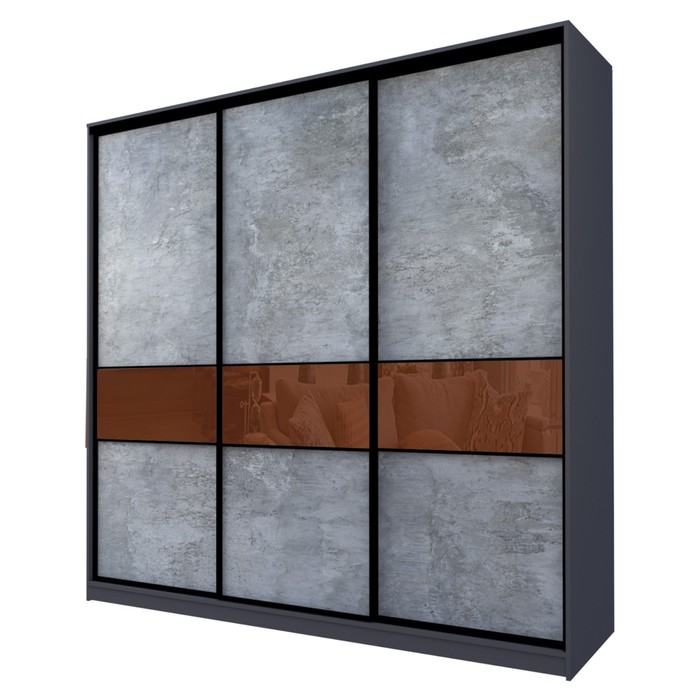 Шкаф-купе Max-МШ-23-6-24/2-999, 2400×600×2300 мм, цвет метрополитан грей / стекло шоколад - Фото 1