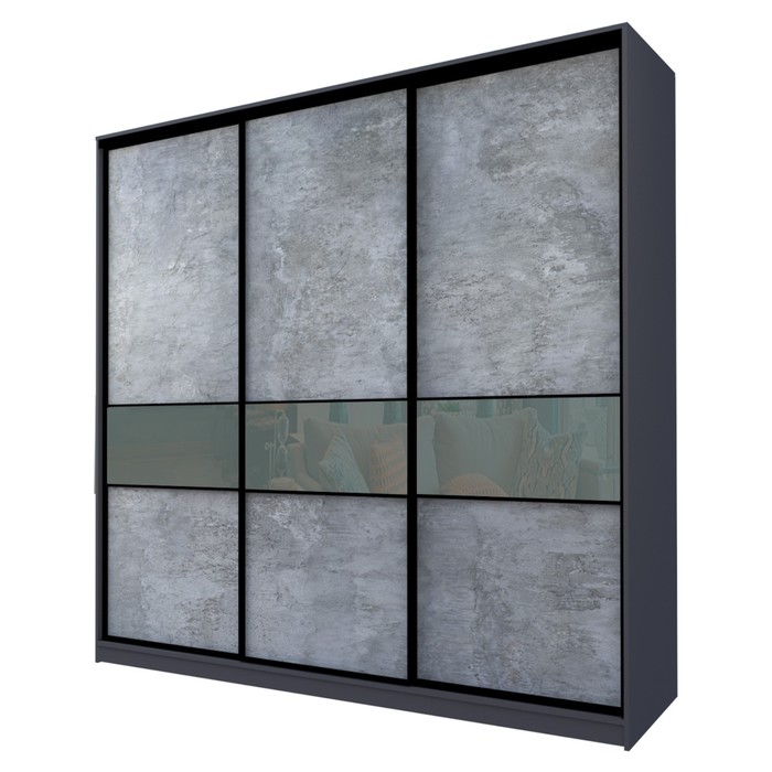 Шкаф-купе Max-МШ-23-6-24/2-999, 2400×600×2300 мм, метрополитан грей / стекло светло-серое - Фото 1