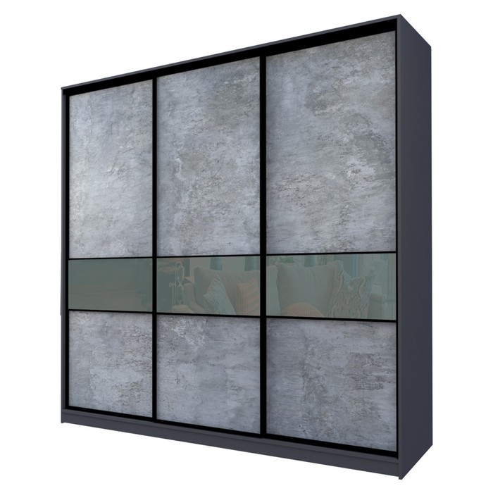 Шкаф-купе Max-МШ-23-6-27/2-999, 2666×600×2300 мм, метрополитан грей / стекло светло-серое - Фото 1